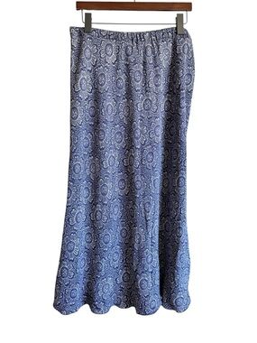 Isabella Bird 100% Silk Blue Floral Maxi Skirt
